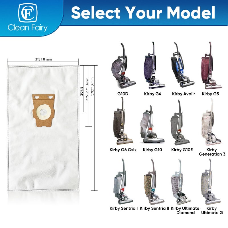 CF Clean Fairy 10 Pack HEPA Vacuum Bags Compatible with Kirby Sentria Avalir Ultimate G Series 3-Layer HEPA Filtration Replaces F-Style & Twist-Style 204814 204811 205811 204808 - Image 2